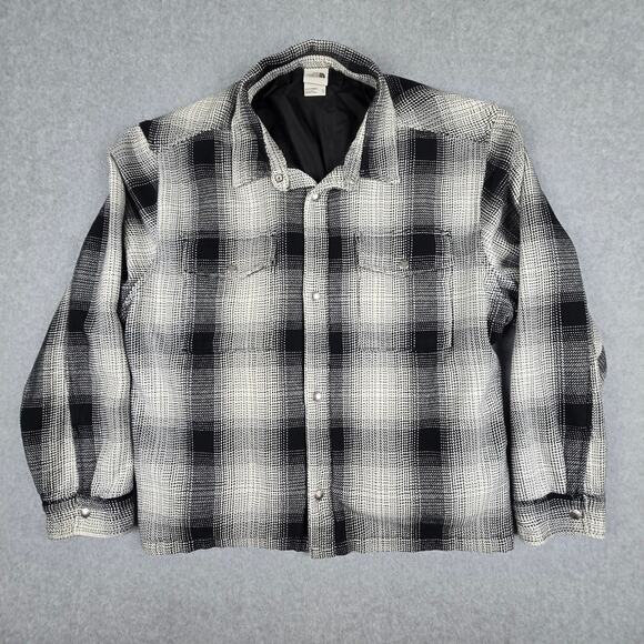 The North Face Jacket Mens Size XXL Black Plaid Heavyweight Shacket Snap Buttons - Picture 3 of 16